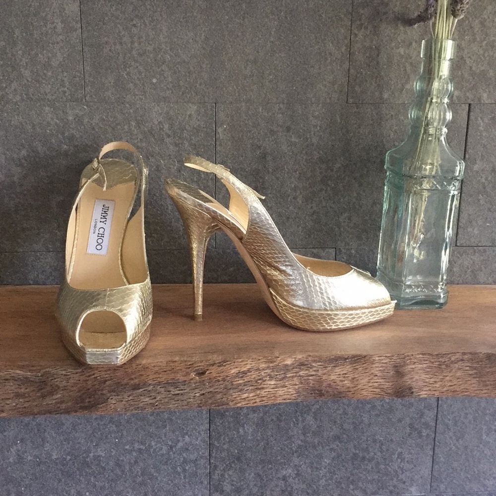 Jimmy Choo Champagne Snakeskin Heels